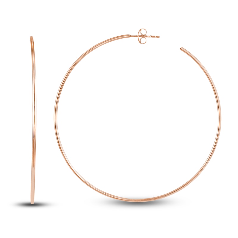 Round Wire Hoop Earrings 14K Rose Gold 60mm