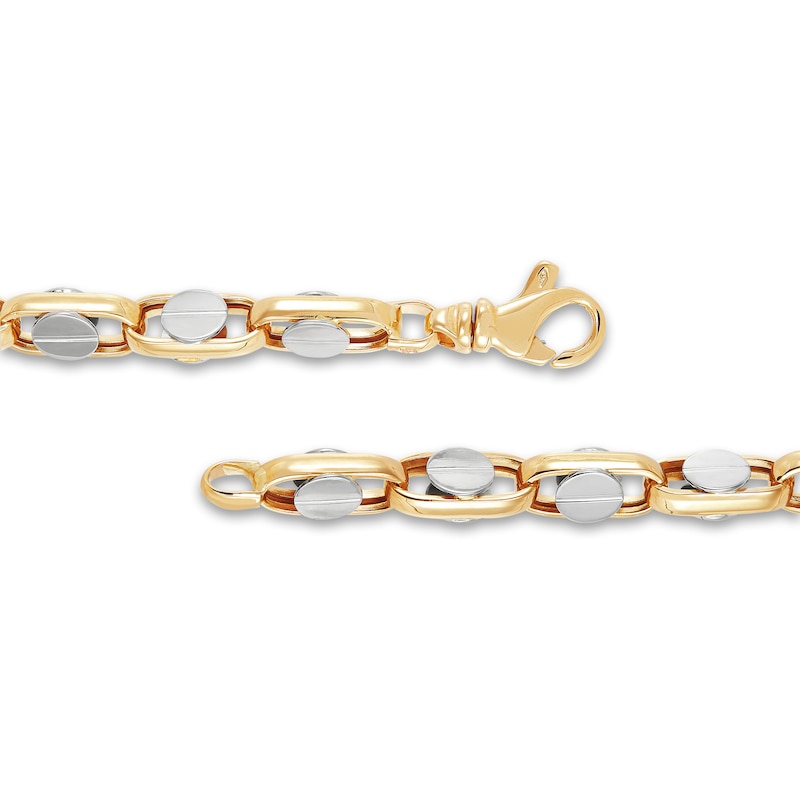 LUSSO by Italia D'Oro Men's Screw Link Bracelet 14K Two-Tone Gold 8.47"