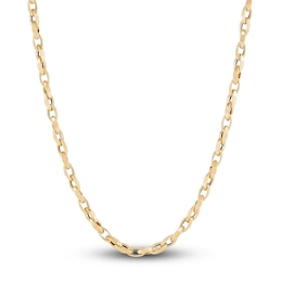LUSSO by Italia D'Oro Men's Oval Rolo Chain Necklace 14K Yellow Gold 22&quot; 8.6mm