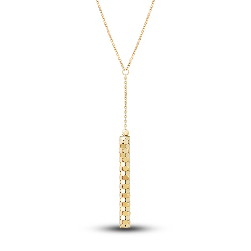 Italia D'Oro Lariat Bar Drop Pendant Necklace 14K Yellow Gold 17.5"