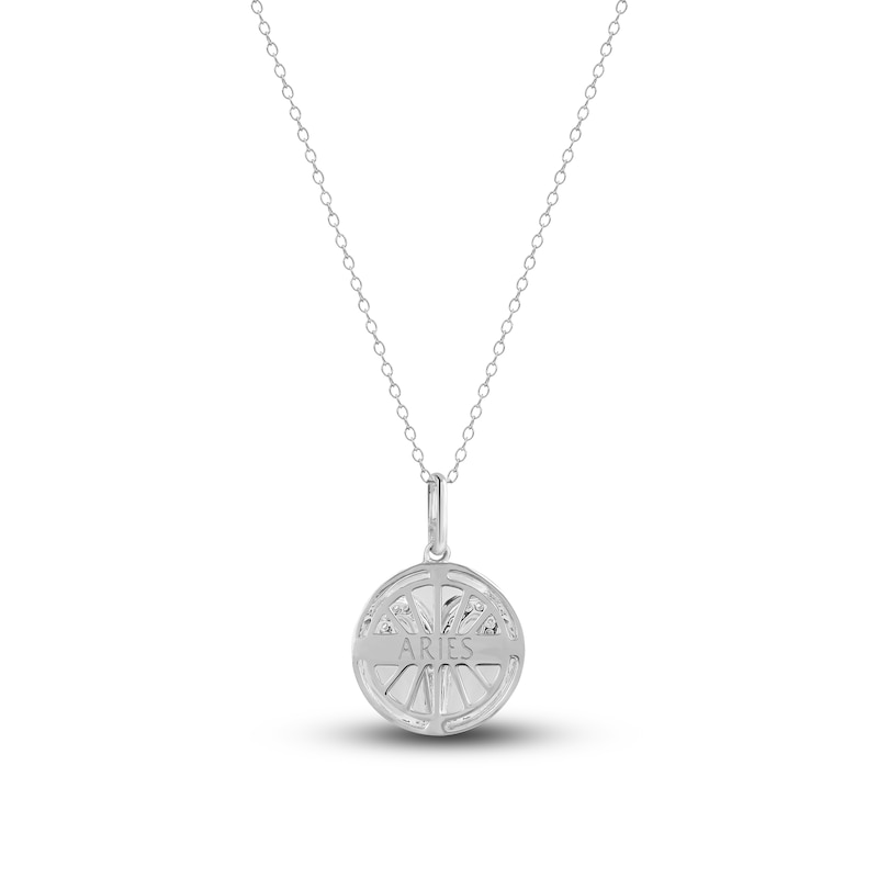 Main Image 3 of Diamond Aries Zodiac Pendant Necklace 1/10 ct tw Round 14K White Gold