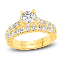 Diamond Bridal Set 2-1/8 ct tw Round 14K Yellow Gold