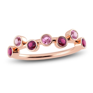 Zales 9.0-9.5mm Pink Cultured Freshwater Pearl, Pink Sapphire, and 1/8 Ct. T.W. Diamond Flower Ring in 14K Rose Gold