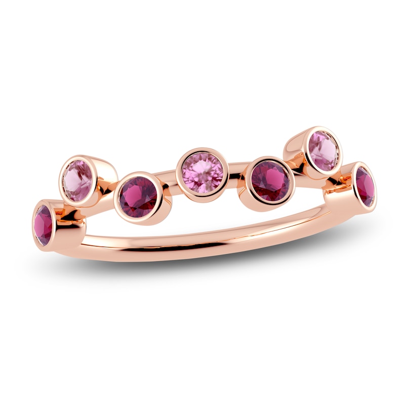 Juliette Maison Natural Pink Tourmaline & Natural Rhodolite Garnet Ring 10K Rose Gold