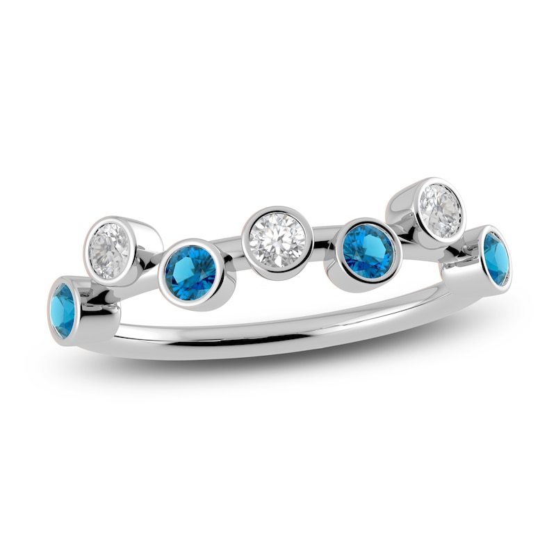 Main Image 1 of Juliette Maison Natural Blue Zircon & Natural White Sapphire Ring 10K White Gold