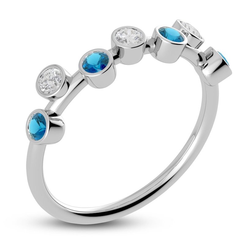 Main Image 2 of Juliette Maison Natural Blue Zircon & Natural White Sapphire Ring 10K White Gold