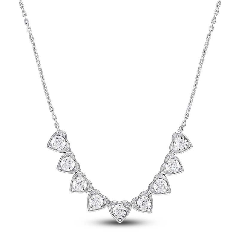 Main Image 1 of Diamond Heart Necklace 1/4 ct tw Round 14K White Gold 17&quot;