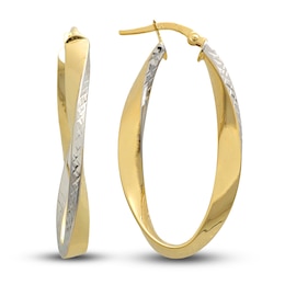 Hollow Tube Hoop Earrings 14K Yellow Gold 38.75mm