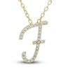 Thumbnail Image 1 of Diamond Initial F Pendant Necklace 1/10 ct tw Round 10K Yellow Gold 18&quot;