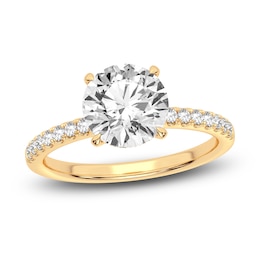 Lab-Created Diamond Engagement Ring 2-1/4 ct tw Round 14K Yellow Gold