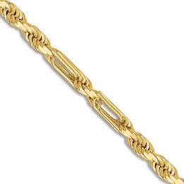 Diamond-Cut Solid Rope Chain Necklace 14K Yellow Gold 24&quot; 2.5mm