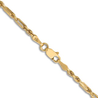 Diamond-Cut Solid Rope Chain Necklace 14K Yellow Gold 24