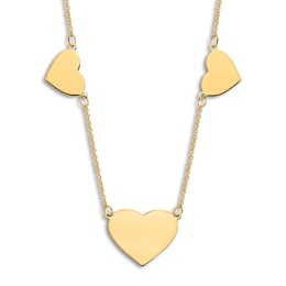 Engravable Multi-Heart Necklace 14K Yellow Gold 16&quot; to 18&quot; Adjustable