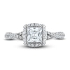 Thumbnail Image 3 of Vera Wang WISH Diamond Engagement Ring 1-1/5 ct tw Princess/Round 14K White Gold