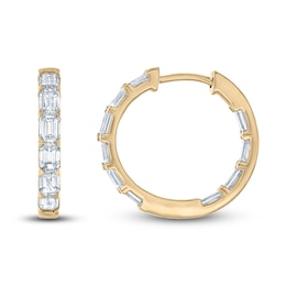 Emerald-Cut Lab-Created Diamond Hoop Earrings 3 ct tw 14K Yellow Gold