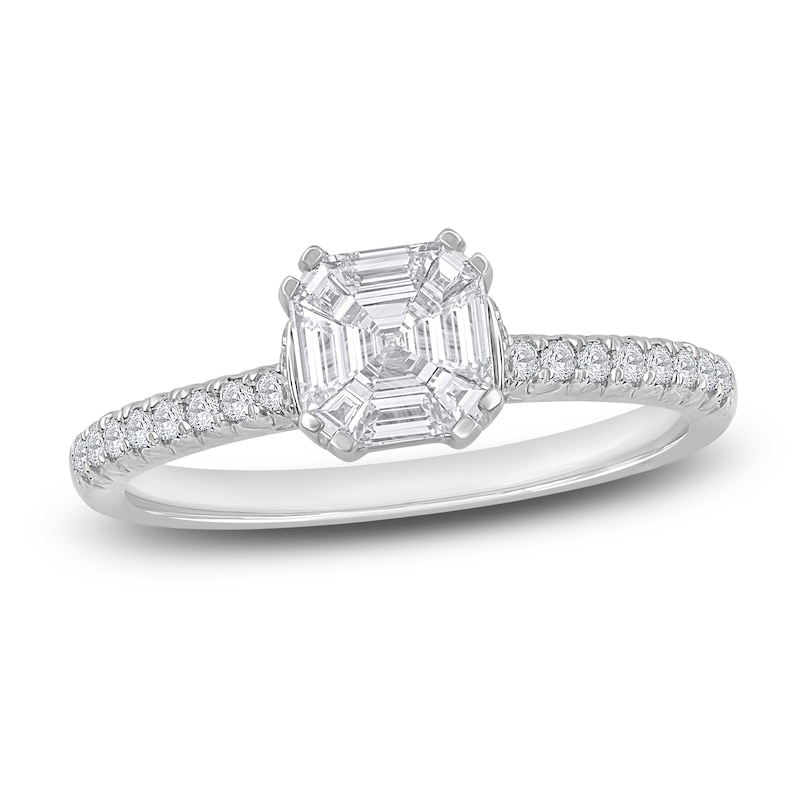 Main Image 1 of Diamond Engagement Ring 3/4 ct tw Baguette-cut 14K White Gold