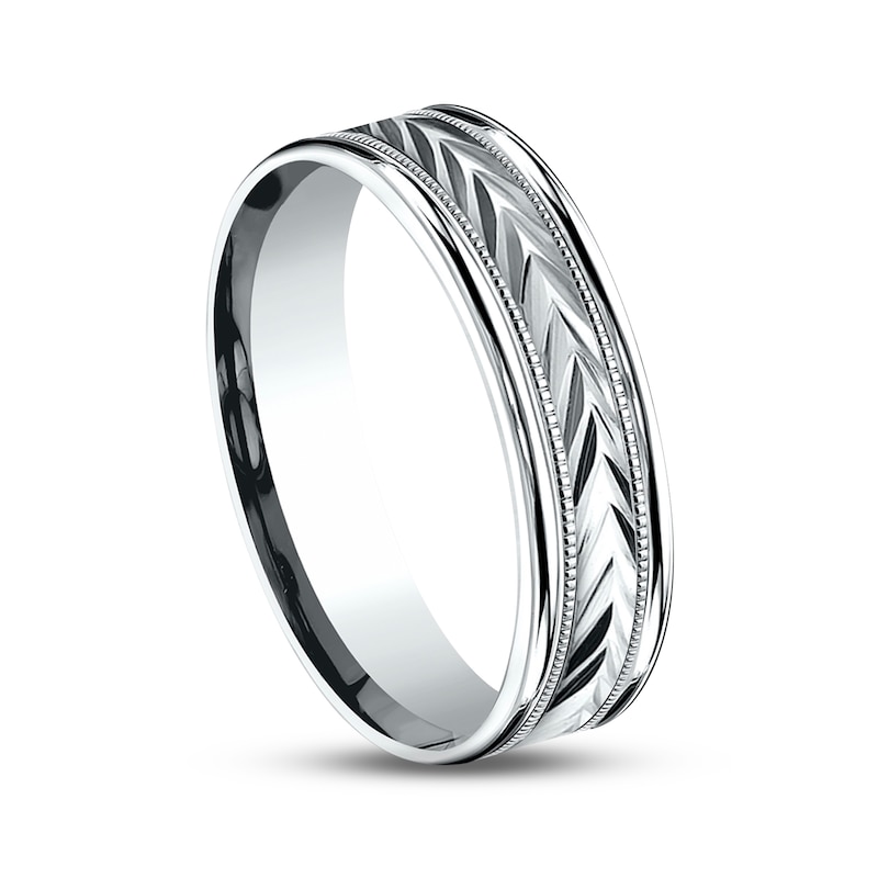 Main Image 2 of Wheat Milgrain Wedding Band 14K White Gold 6.0mm