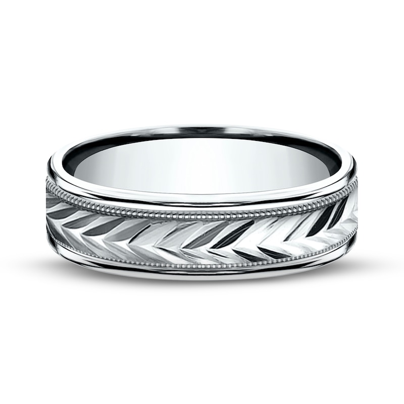 Main Image 3 of Wheat Milgrain Wedding Band 14K White Gold 6.0mm