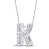 Thumbnail Image 2 of Diamond Letter K Necklace 1/20 ct tw Round 14K White Gold 18&quot;