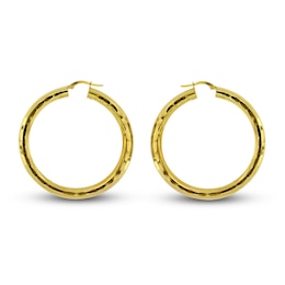 Diamond-Cut Hoop Earrings 14K Yellow Gold