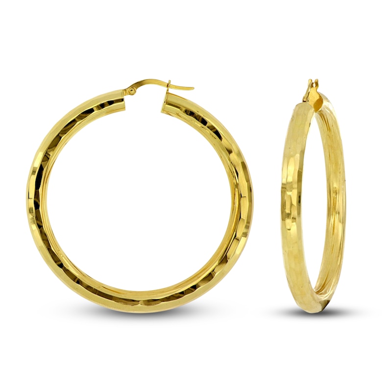 Main Image 2 of Diamond-Cut Hoop Earrings 14K Yellow Gold 40mm