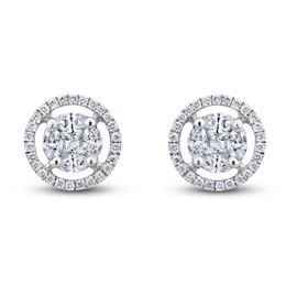 Princess, Marquise & Round-Cut Diamond Earrings 3/4 ct tw 14K White Gold