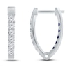 Thumbnail Image 1 of Kallati Round-Cut Natural Blue Sapphire & Diamond Hoop Earrings 1/3 ct tw 14K White Gold