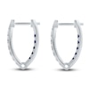 Thumbnail Image 3 of Kallati Round-Cut Natural Blue Sapphire & Diamond Hoop Earrings 1/3 ct tw 14K White Gold