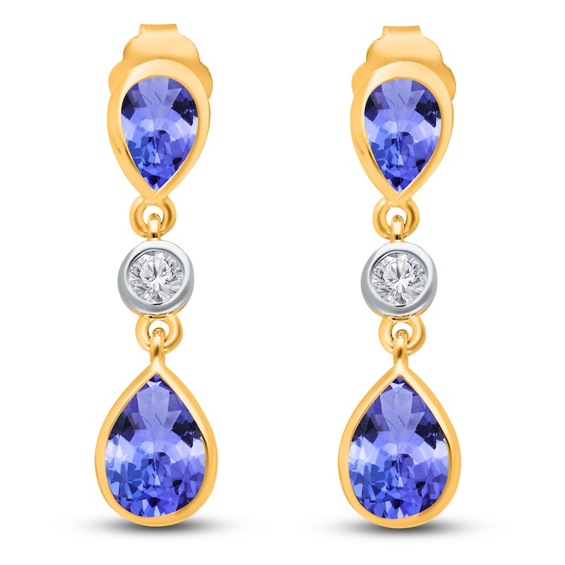 Main Image 1 of Kallati Natural Tanzanite & Diamond Dangle Earrings 1/20 ct tw 14K Yellow Gold