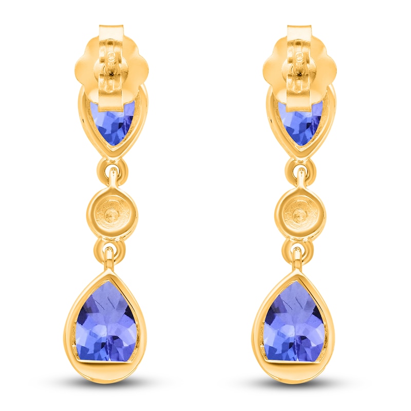 Main Image 3 of Kallati Natural Tanzanite & Diamond Dangle Earrings 1/20 ct tw 14K Yellow Gold