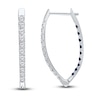 Thumbnail Image 1 of Kallati Round-Cut Natural Blue Sapphire & Diamond Hoop Earrings 1/2 ct tw 14K White Gold