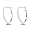 Thumbnail Image 3 of Kallati Round-Cut Natural Blue Sapphire & Diamond Hoop Earrings 1/2 ct tw 14K White Gold