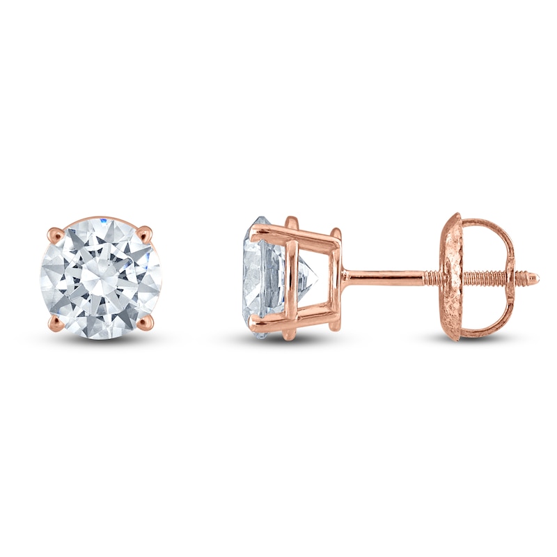 Round-Cut Diamond Solitaire Stud Earrings 1-1/5 ct tw 14K Rose Gold (I/I2)