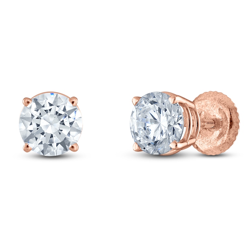 Round-Cut Diamond Solitaire Stud Earrings 1-1/5 ct tw 14K Rose Gold (I/I2)