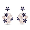 Thumbnail Image 1 of Kallati Natural Blue Sapphire & Diamond Flower Dangle Earrings 1/2 ct tw 18K Rose Gold