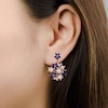 Thumbnail Image 3 of Kallati Natural Blue Sapphire & Diamond Flower Dangle Earrings 1/2 ct tw 18K Rose Gold