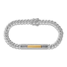 1933 by Esquire Men's Diamond Curb Chain ID Bracelet 1/4 ct tw 10K Yellow Gold & Sterling Silver 8.5&quot;
