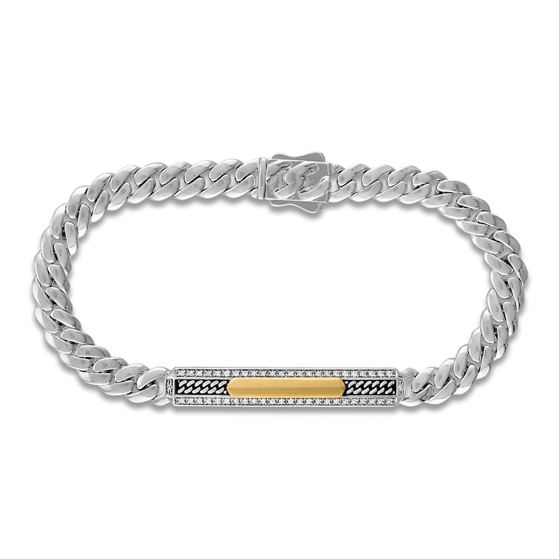 1933 by Esquire Men's Diamond Curb Chain ID Bracelet 1/4 ct tw 10K ...