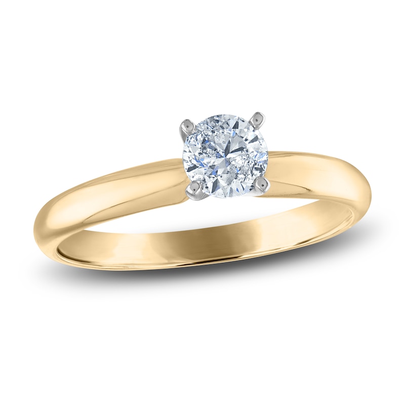 Certified Round Diamond Solitaire Engagement Ring 1/2 ct tw 14K Yellow Gold (I/I1)