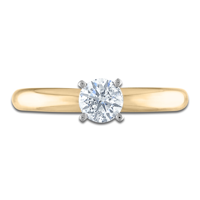Certified Round Diamond Solitaire Engagement Ring 1/2 ct tw 14K Yellow Gold (I/I1)