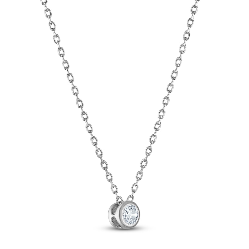 Main Image 2 of Certified Diamond Solitaire Necklace 1/10 ct tw 14K White Gold (I/I1) 18&quot;