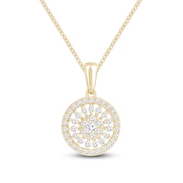 Multi-Diamond Open Halo Necklace 1/4 ct tw 10K Yellow Gold 19&quot;