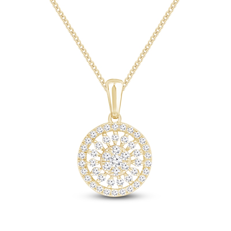 Main Image 1 of Multi-Diamond Open Halo Necklace 1/4 ct tw 10K Yellow Gold 19&quot;