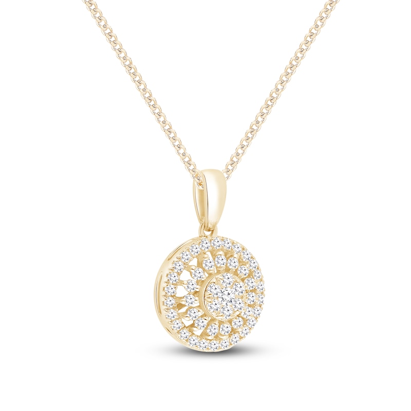 Main Image 2 of Multi-Diamond Open Halo Necklace 1/4 ct tw 10K Yellow Gold 19&quot;