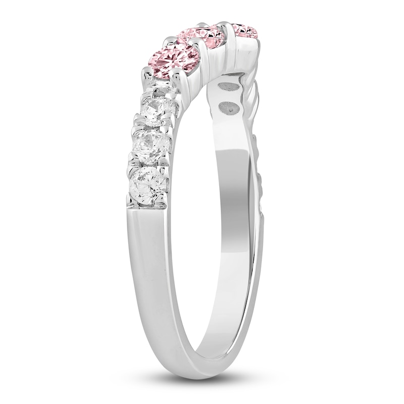Pink & White Lab-Created Diamond Contour Ring 1 ct tw 14K White Gold