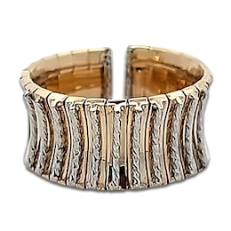 Italia D'Oro Diamond-Cut Cleopatra Concave Ring 14K Two-Tone Gold