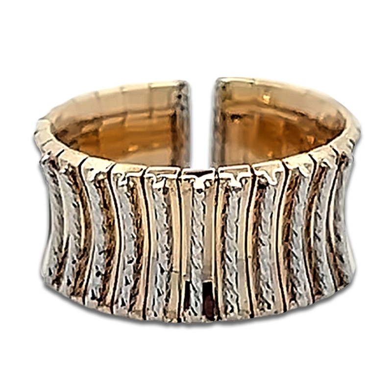 Main Image 1 of Italia D'Oro Diamond-Cut Cleopatra Concave Ring 14K Two-Tone Gold