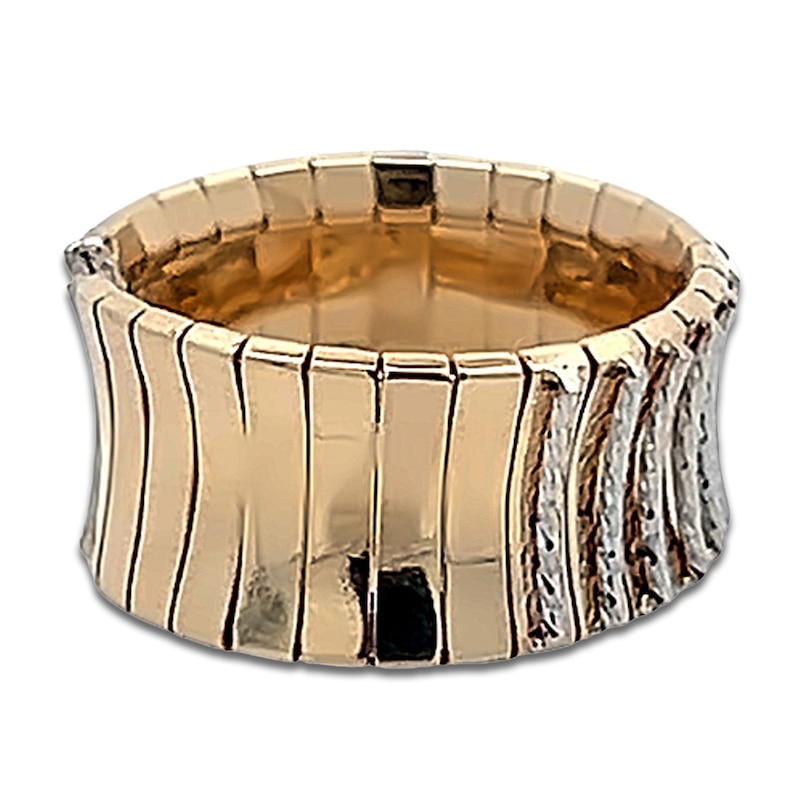 Main Image 2 of Italia D'Oro Diamond-Cut Cleopatra Concave Ring 14K Two-Tone Gold