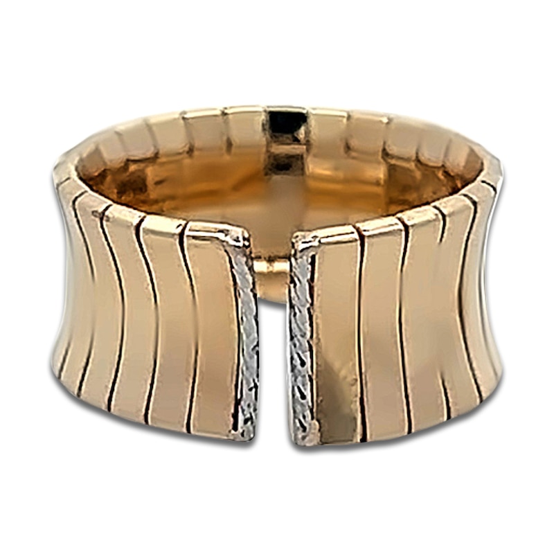 Main Image 3 of Italia D'Oro Diamond-Cut Cleopatra Concave Ring 14K Two-Tone Gold