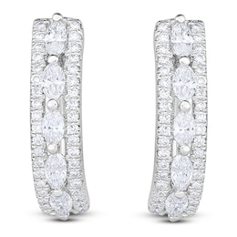 Marquise & Round-Cut Diamond Hoop Earrings 5/8 ct tw 14K White Gold